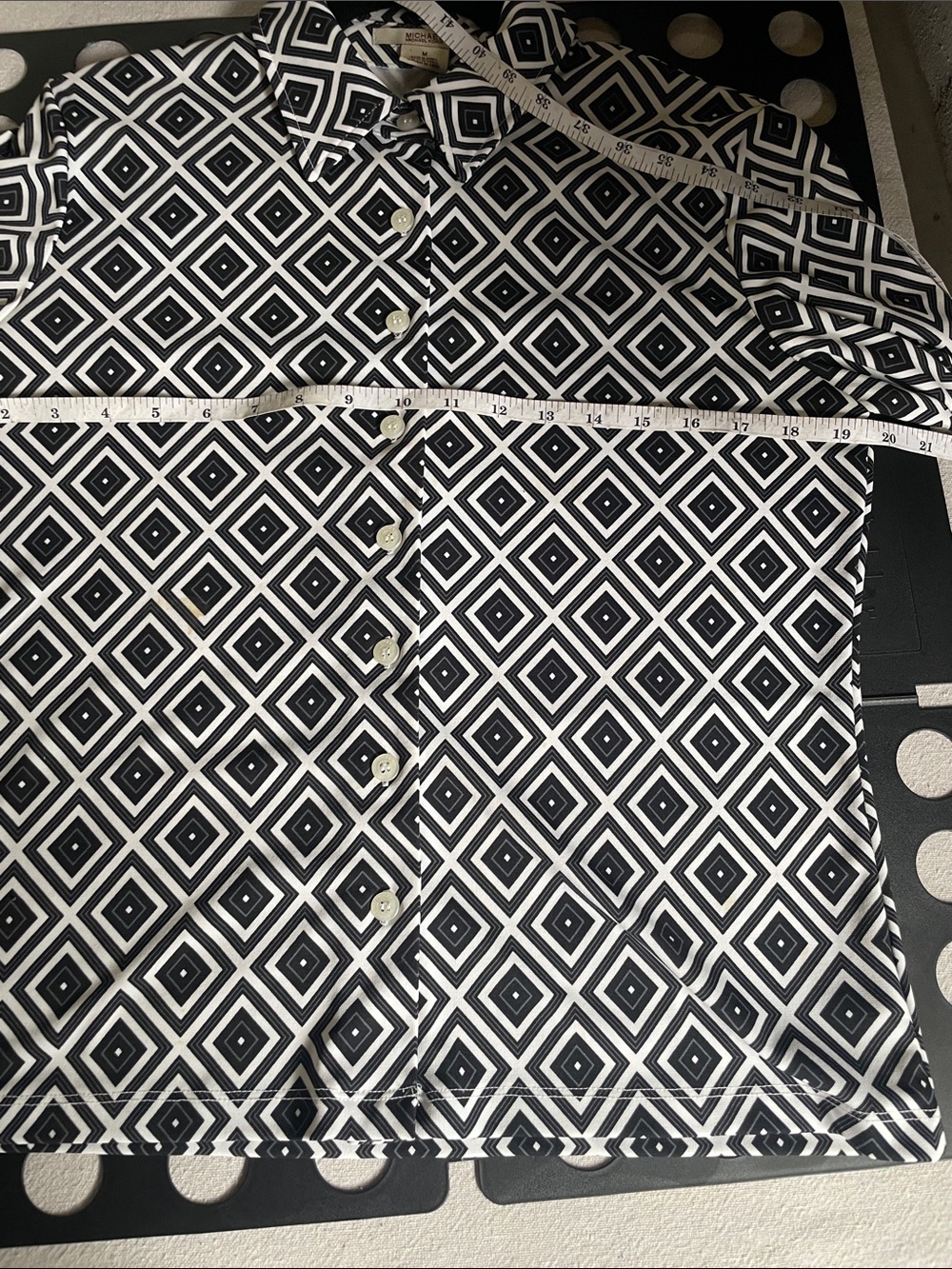 MICHAEL Michael Kors Black and White Geometric Button-Down Shirt - Picture 4 of 4